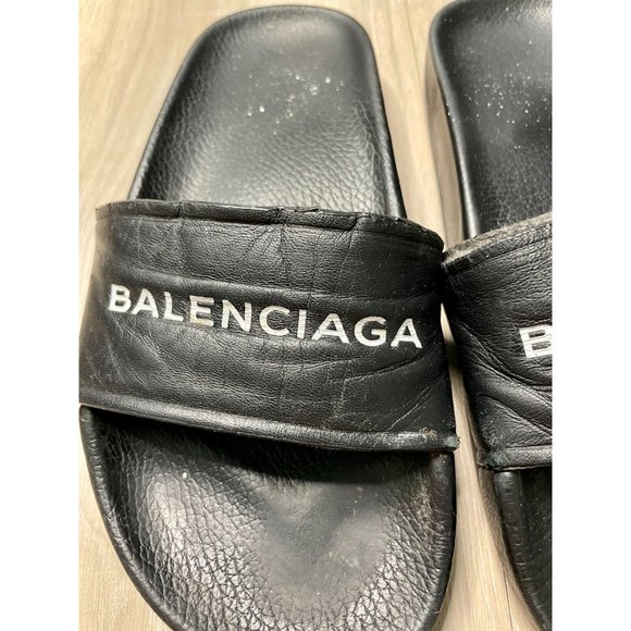 Balenciaga Classic Logo Leather Slides 6 - Picture 3 of 15